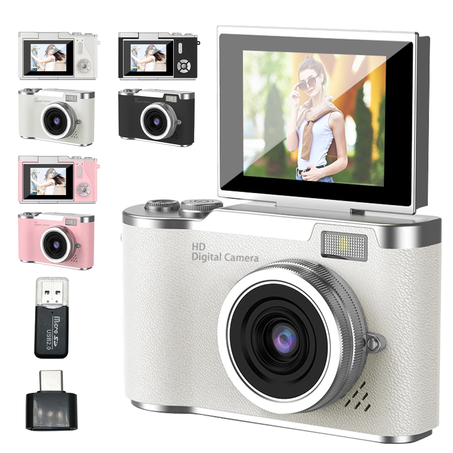 Digital Camera Digital Camera for Kids Teens, 50MP FHD 1080P Compact Camera with 32 GB Card, 16X Zoom Anti-Shake,Webcam for PC,Christmas Birthday Gifts for Girl Boys 3-12, 13-18 Years Old