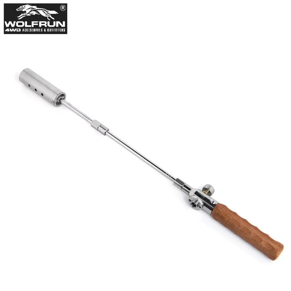 Torcia a fiamma regolabile a 3 sezioni staccabile con manico in legno, bruciatore a propano portatile per campeggio, barbecue, saldatura, cucina all'aperto
