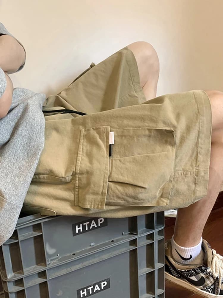 Casual Workwear Shorts Men's Summer Trendy Hong Kong Style Loose Fit Five-Quarter Pants Japanese Retro Straight Cut Versatile...