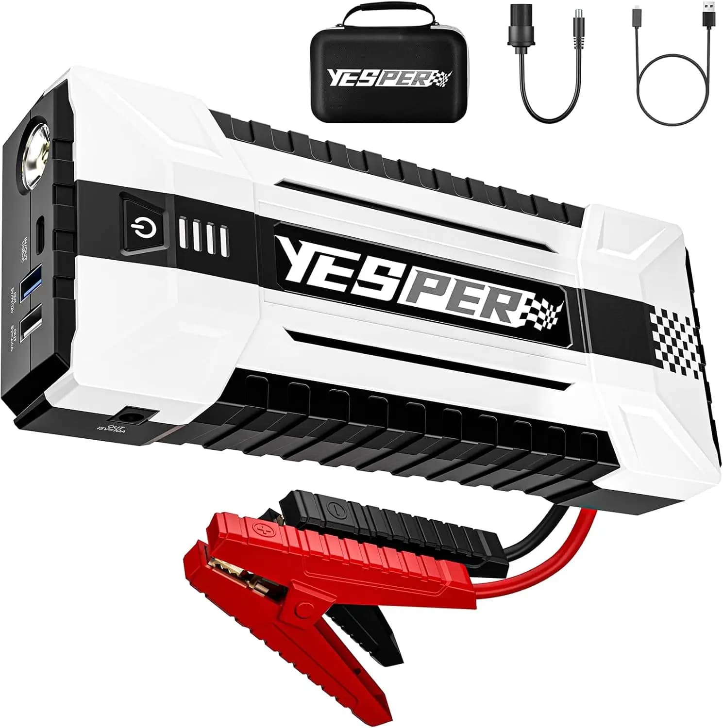Avviatore di Emergenza 4120A, Avviatore Portatile per Auto 12V per Tutti i Motori a Benzina e Diesel fino a 10L, Power Bank da 26800mAh con Luce LED