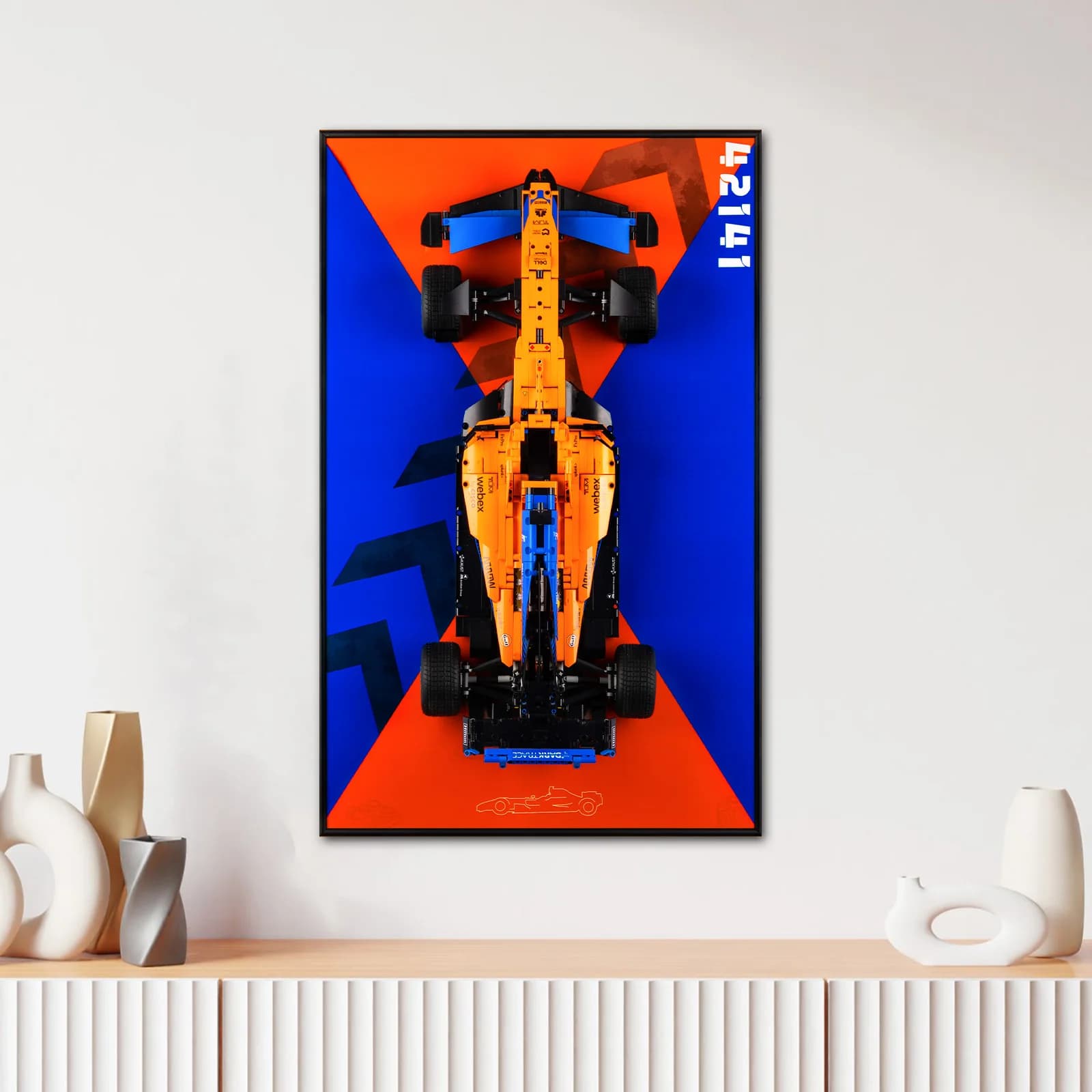 Pannello Espositivo per Lego McLaren Formula 1 ™ Auto da Corsa 42141, Modellino da Collezione per Adulti, Cornice Portafoto con Blocchi da Costruzione da Appendere a Parete