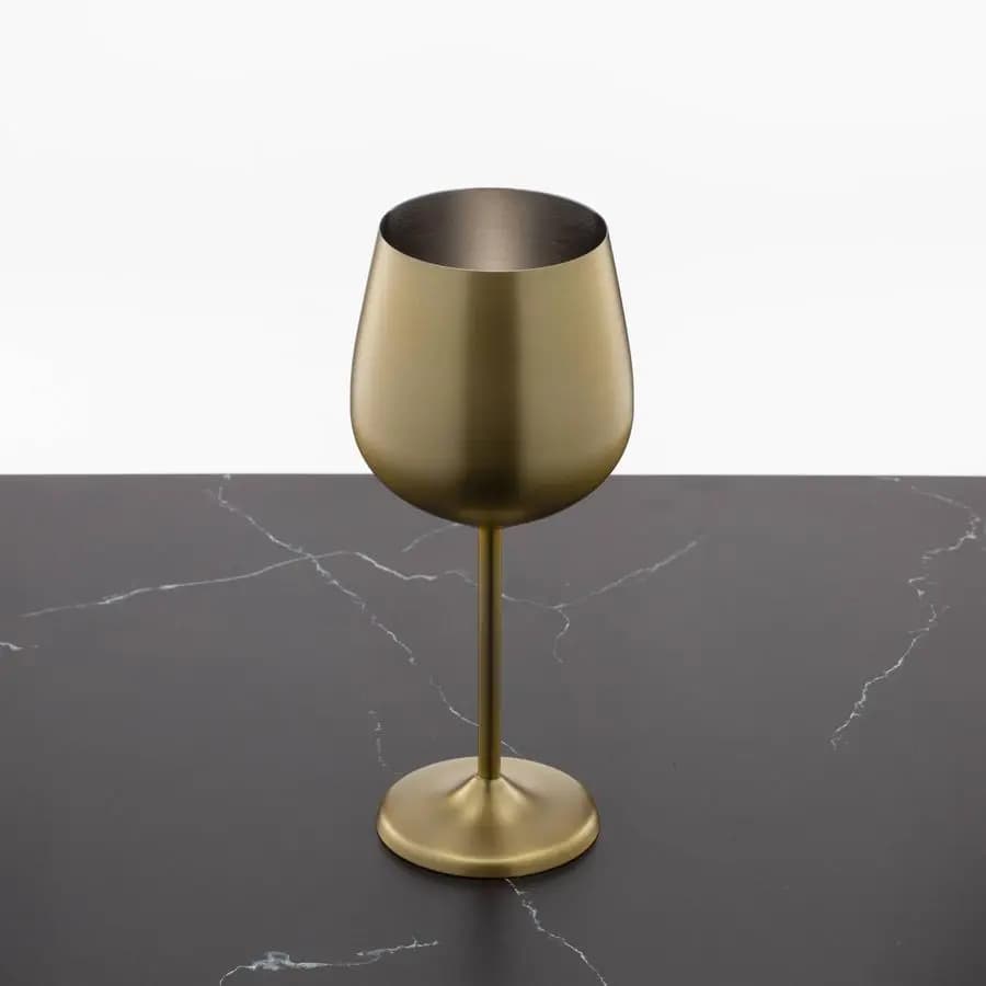 Set di 4 Bicchieri da Vino in Argento da 18 oz con Finitura Oro Spazzolato, a Parete Singola, Multiuso
