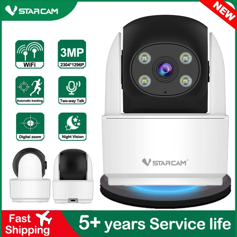 Vstarcam 3MP HD Smart Mini WiFi Telecamera IP Telecamera di sorveglianza wireless interna Antifurto Baby Monitor con tracciamento automatico Audio a 2 vie