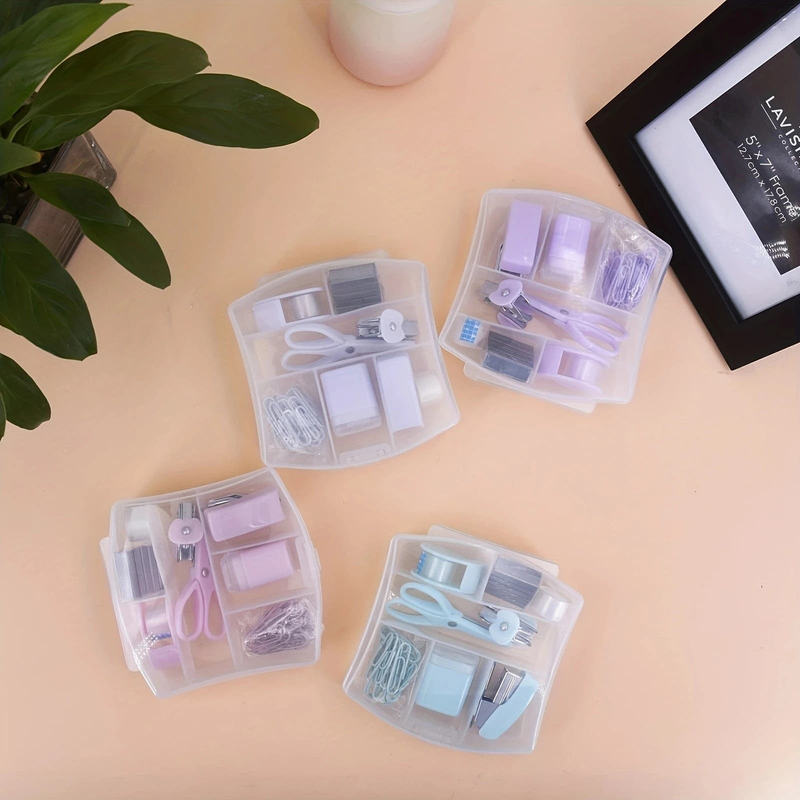 1 set mini cucitrice mini kit di forniture scolastiche mini kit di forniture per ufficio, include mini cucitrice, forbici, graffette, graffette, rubinetto