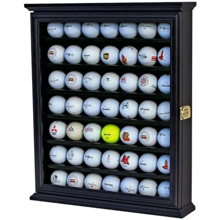 Espositore da Parete per 49 Palline da Golf con Porta in Acrilico con Protezione UV e Chiusura a Chiave, Ottimo per Golfisti