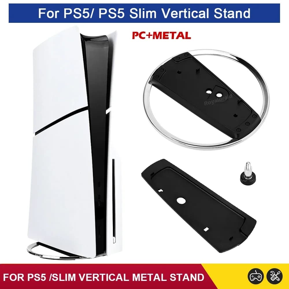 NUOVO Supporto Verticale per Console PS5 e PS5 Slim, Base in Metallo 1:1 per PS5 Edizione Disco e Digitale, Accessori per Console di Gioco