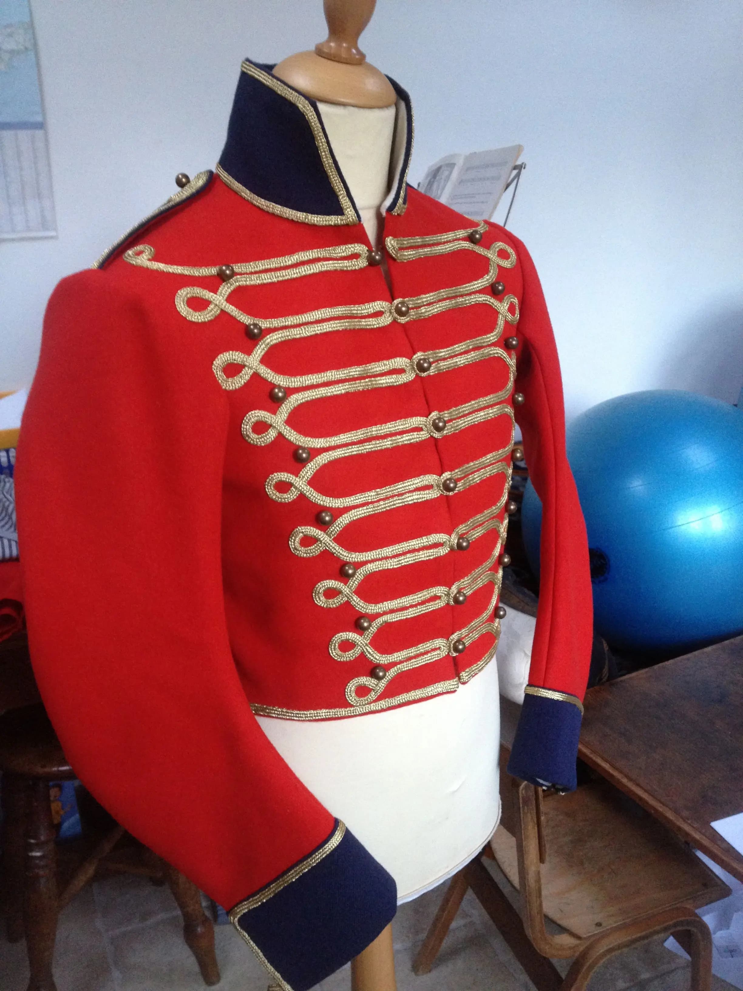 Women Military Gothic Red And Blue Jacket Costume Women Victorian Civil War Hussar Winter Coat Costume Custom Made