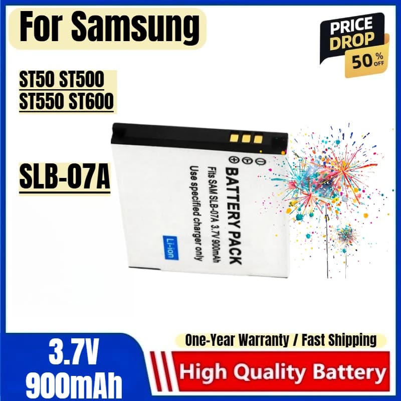 Batteria SLB-07A 3.7V 900mAh Ricaricabile e Caricabatterie per Fotocamere Samsung ST50 ST500 ST550 ST600