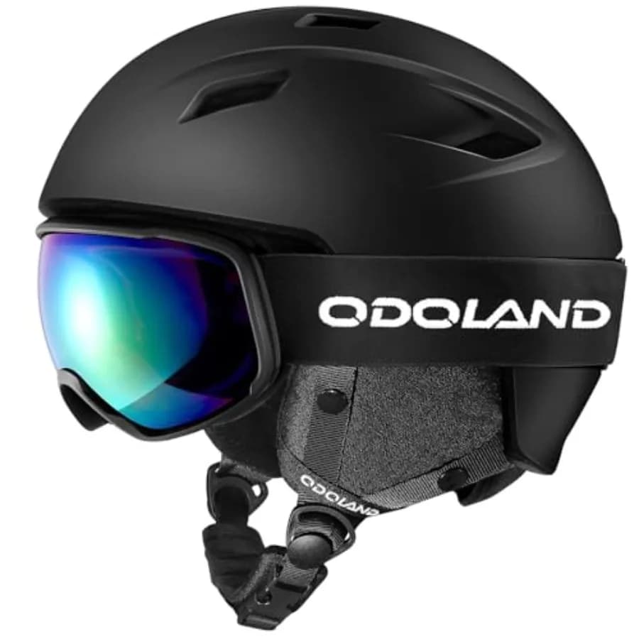Set Casco e Occhiali da Sci, Casco da Snowboard con Occhiali - Attrezzatura Antiurto/Antivento per Sci, Snowboard, Taglia S (52-55 cm)