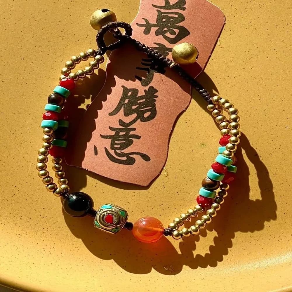 Tibetan Ancient Method Woven Braided Bracelet Nepal Bohemian Exotic Bell Women Bracelet Coco Hand Rope Bracelet Women Jewelry