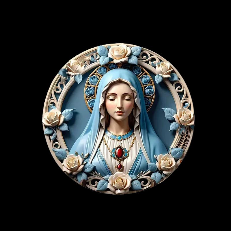 Silicone Mould for Candles Perfumed at Religious Theme with Round Relief of the Virgin Mary