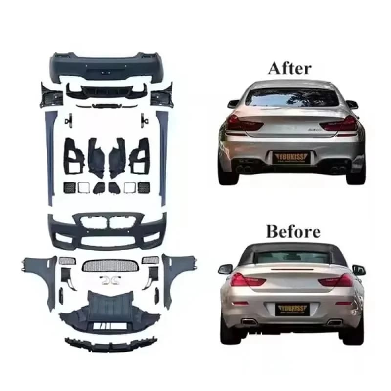 Kit Carrozzeria Modificato per Serie 6 F12 F13, Nuovo Aggiornamento Stile M6: Paraurti Posteriore, Paraurti Anteriore, Parafanghi, Minigonne Laterali, Diffusore, Terminale di Scarico