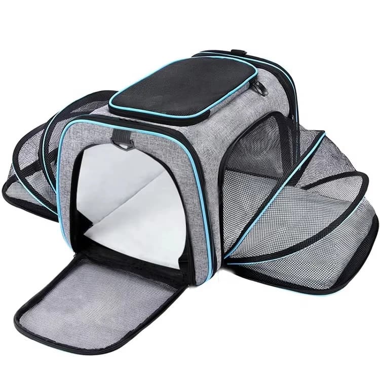 Zaino da viaggio per animali domestici con lato morbido espandibile approvato dalla compagnia aerea Chiusura con cerniera Zaino per cani e gatti con tasche Imbottitura in pile rimovibile