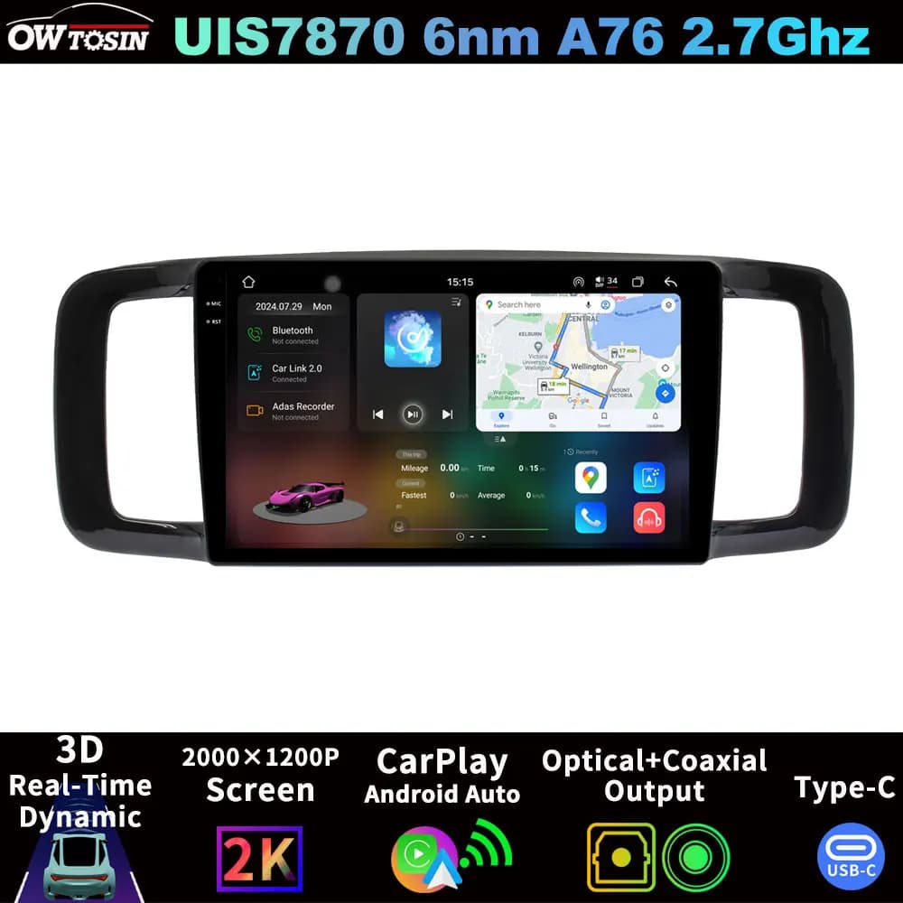 QLED 2K Schermo UIS7870 A76 Android 13 Lettore multimediale per auto per Honda N-ONE 2012-2020 Bluetooth 5.0 CarPlay Radio di navigazione GPS
