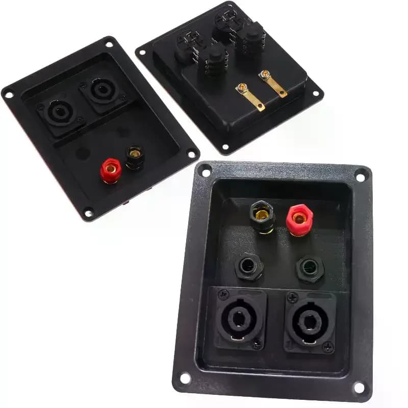Morsetto ad anello per cavi audio, 4/6 fori, connettore XLR per altoparlanti, rosso e nero, 1 pz.