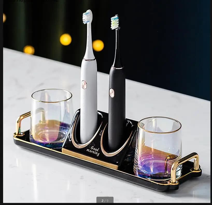 Bathroom Supplies Ceramic Tray Electric Toothbrush Holder Glass Mouthwash Cup Desktop Storage Decor Accessories