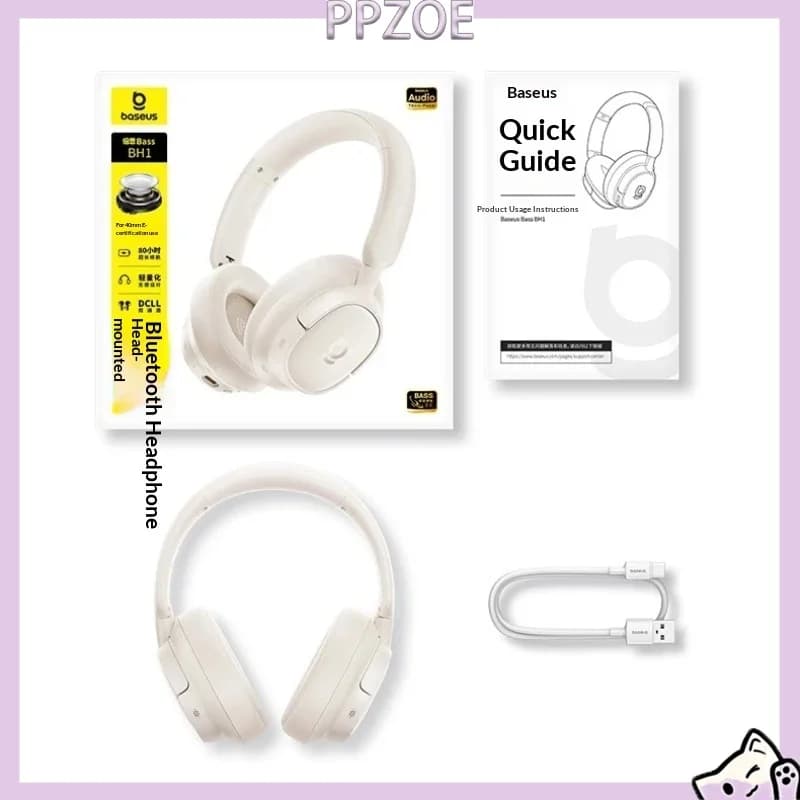 Baseus BH1 Over Ear Bluetooth Headphones AI Noise Cancelling Headset Long Battery Life Spatial Audio Gaming Music Listening