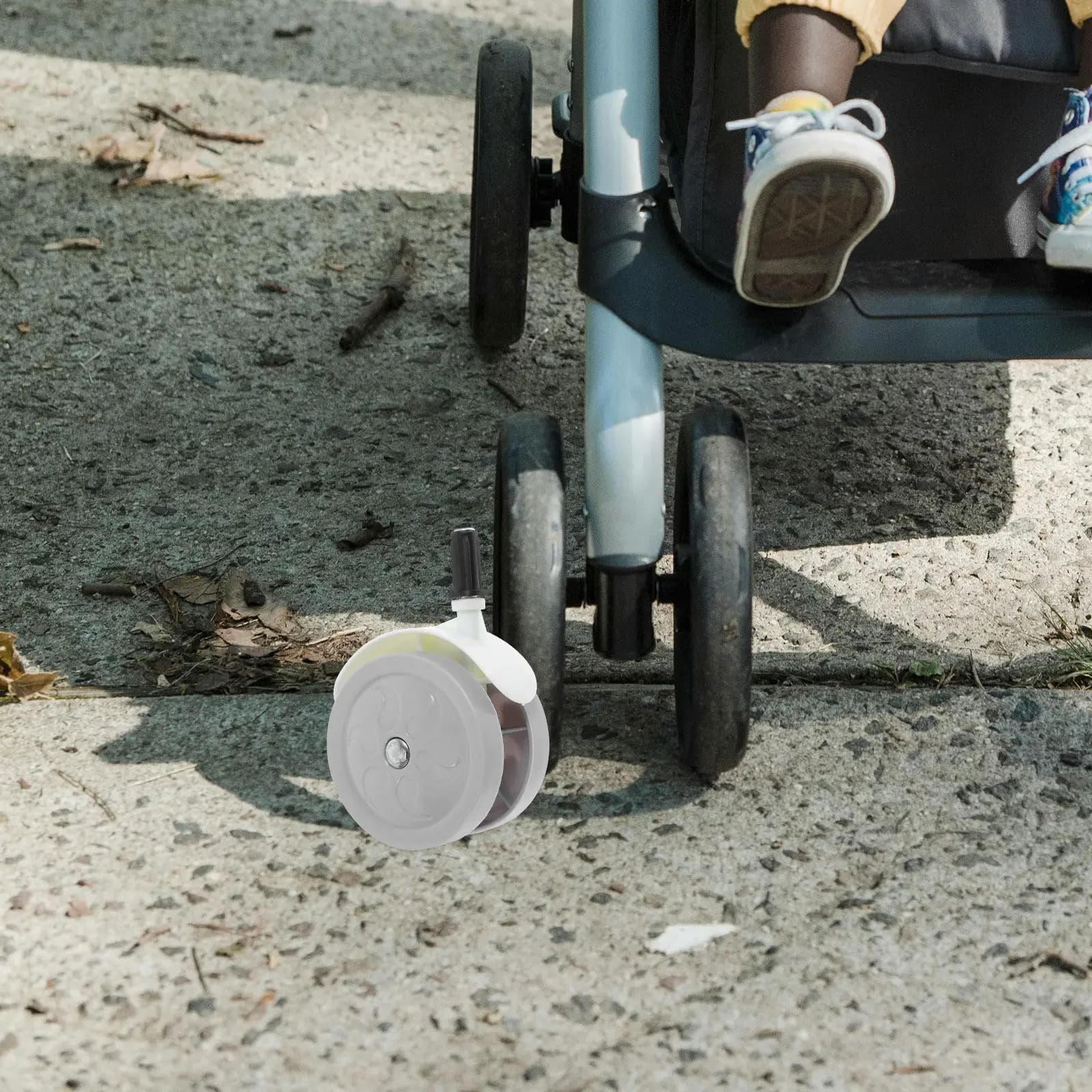 4 ruote di ricambio per passeggino, accessori per passeggino, colore grigio chiaro, ruote girevoli universali, lisce, silenziose e resistenti all'usura