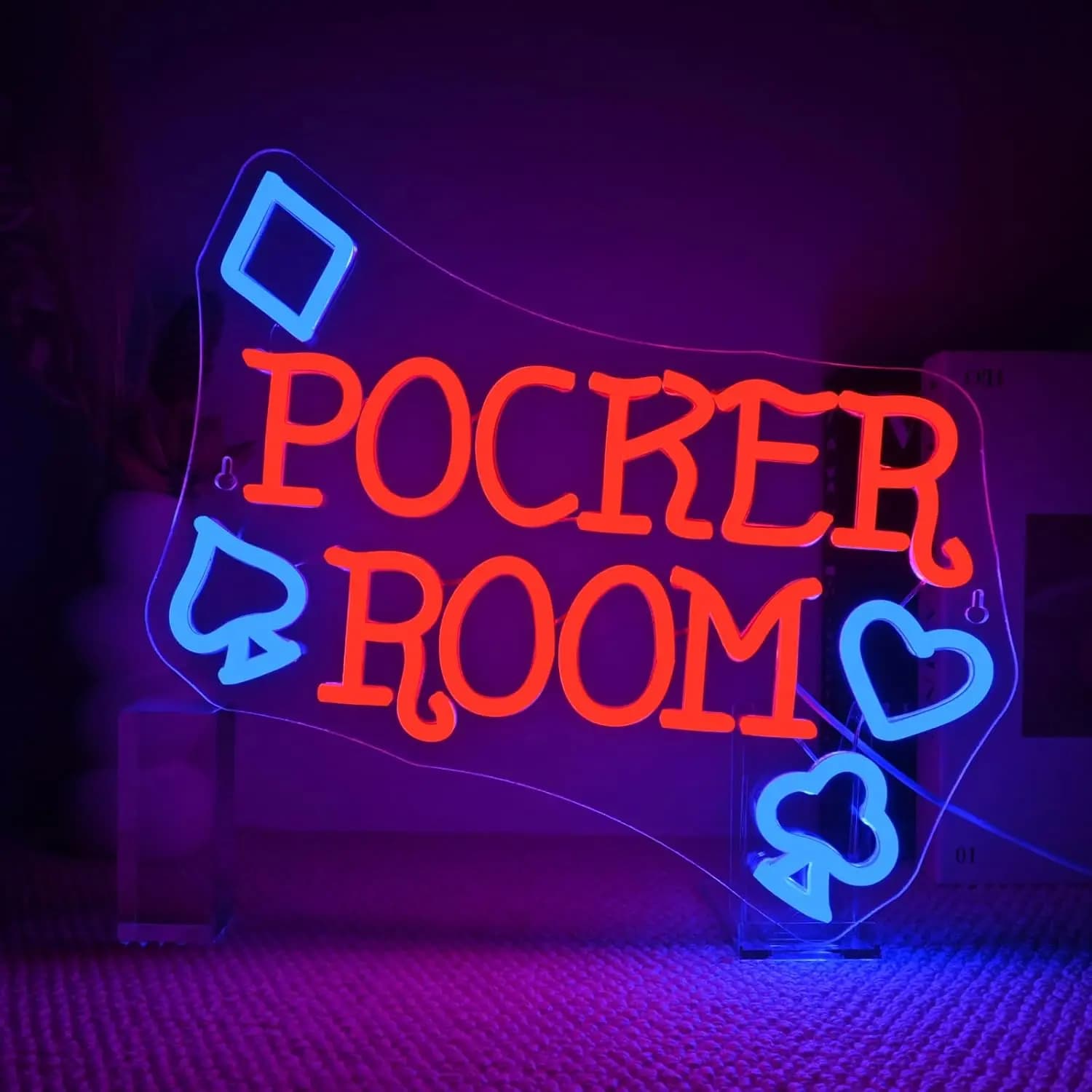 Insegna al Neon per Sala Poker, Luce LED Dimmerabile USB per Bar, Stanza degli Uomini, Camera da Letto, Hotel, Negozio, Garage, Sala Giochi, Decorazione Murale per Feste