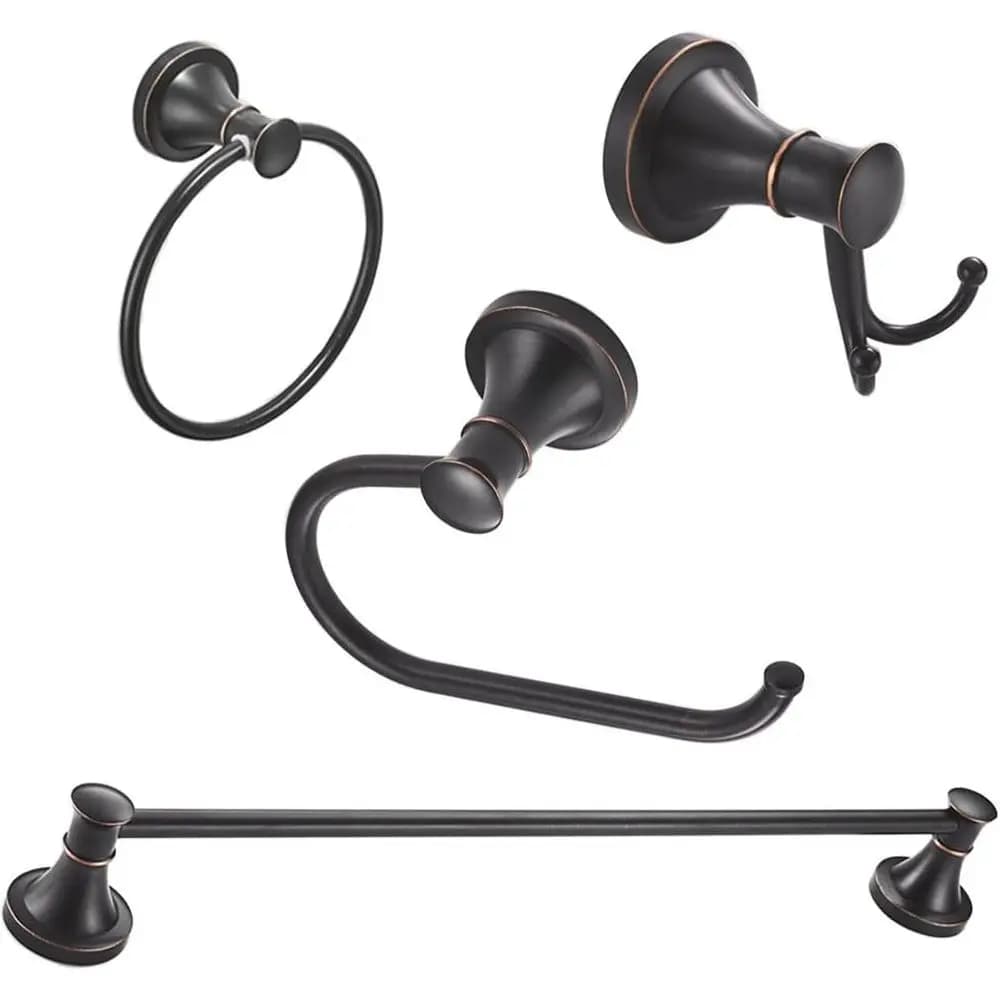 Set di accessori per il bagno da 4 pezzi: portasciugamani, anello porta asciugamani, porta carta igienica, doppi ganci