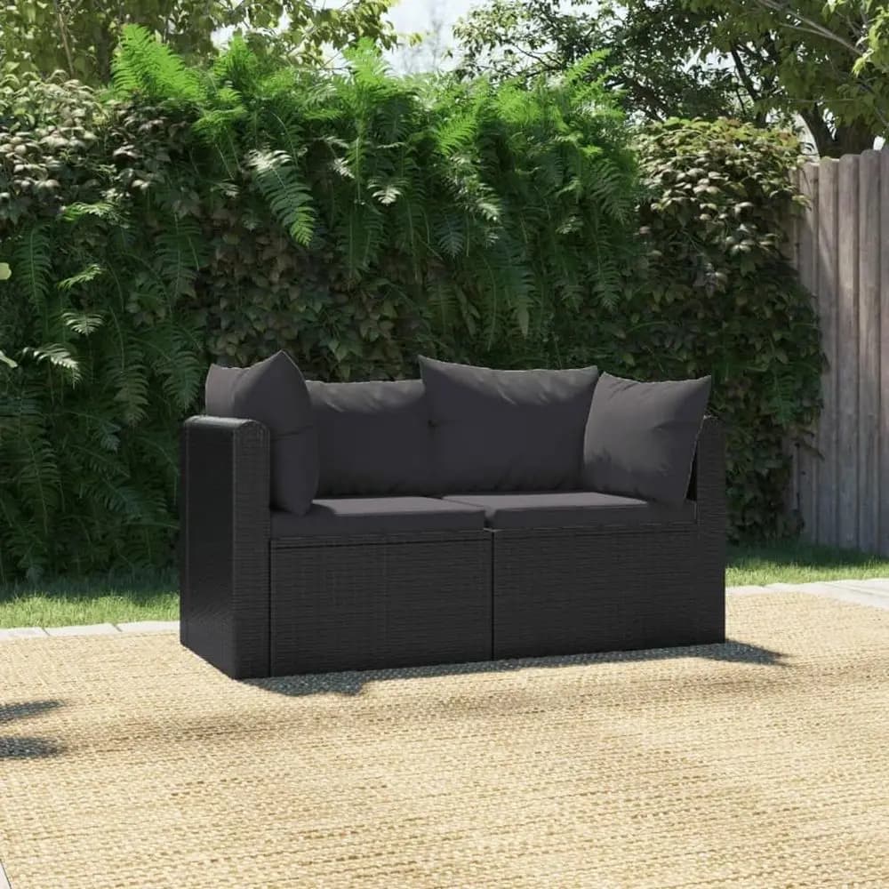Set di divani da giardino in 2 pezzi con cuscini, divano da esterno in vimini, sedie da giardino resistenti alle intemperie, ideali per cortile, giardino o bordo piscina