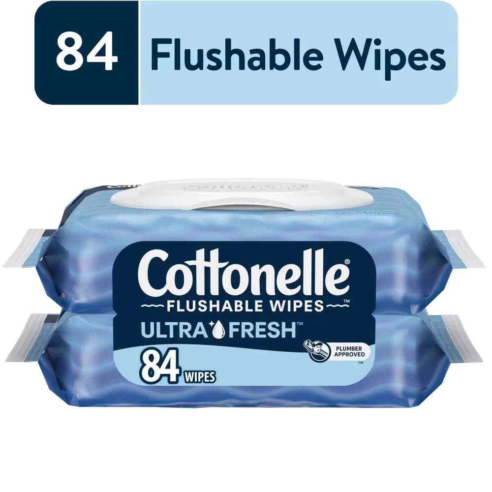 Flushable Wet Wipes for Adults and Babies Ultra Fresh Gentle Cleansing Hygienic Wipes 2 Packs Soft and Strong Moist Tissues for Personal Care Bathroom Travel