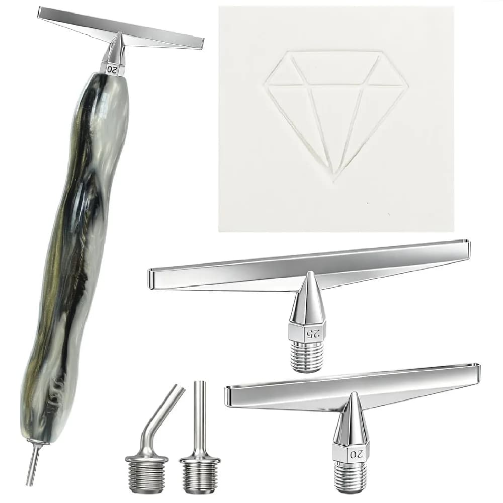 Resin diamond painting pen, diamond painting tool, with threaded stainless steel 1/3/6/9 tips, roller, and comes with multifunctional dotting tool accessories
