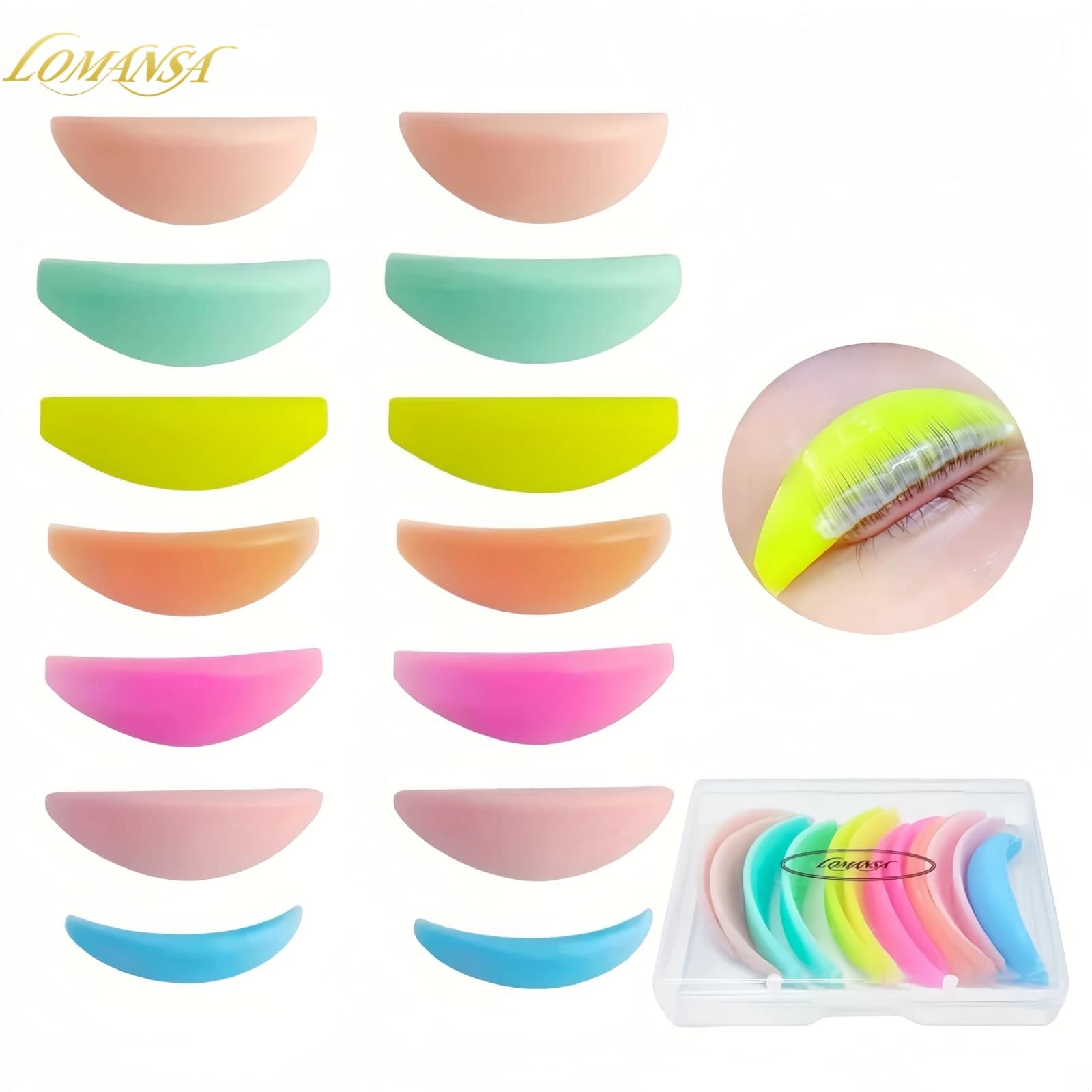 Lomansa 7 paia L Curl Silicone Ciglia Perm Rod Lash Lift Pad Ciglia Bigodino Accessori Sollevamento ciglia Strumenti di trucco