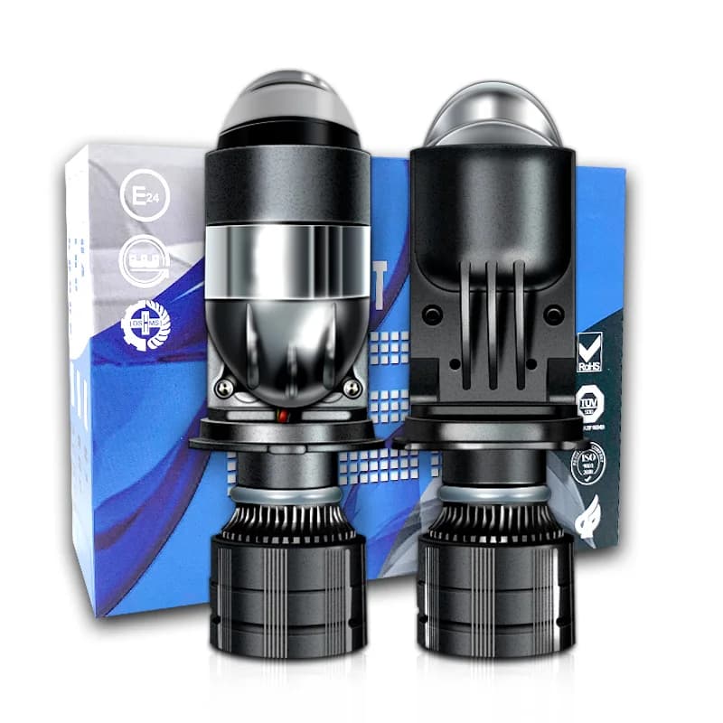 2 pezzi H4 mini lente LED per auto/moto faro proiettore lampadina fascio alto/basso 160W 220000 Raffreddamento ventola ad alta potenza con lampada frontale LM 12V/24V