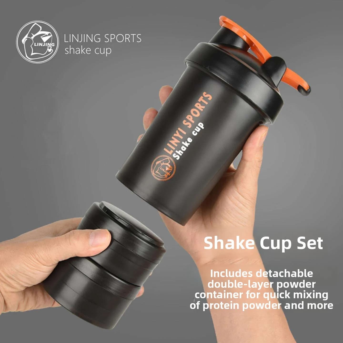 Three-Layer Shaker Cup Fitness Protein Powder Shake Plastic Sports Water Cup with Lid And Handle Large Capacity Stirring Cup