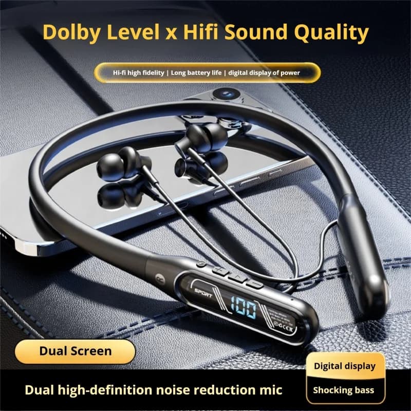 EARDECO 80 ore Cuffie senza fili Microfono HD 5.4 Cuffie Bluetooth Archetto da collo impermeabile Auricolare Bluetooth Sport Bass Stereo