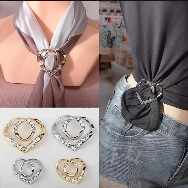 2 Pezzi Spilla a Cuore Annodato Incantevole - Intarsio di Cristalli Scintillanti, Design Cavo, Clip per Sciarpe, Abiti, Scialli e Mantelle