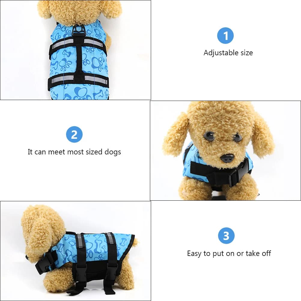 Giubbotto di salvataggio per animali domestici regolabile per cani con finiture riflettenti Giubbotto di salvataggio per animali domestici da spiaggia, piscina, canottaggio, costumi da bagno di sicurezza