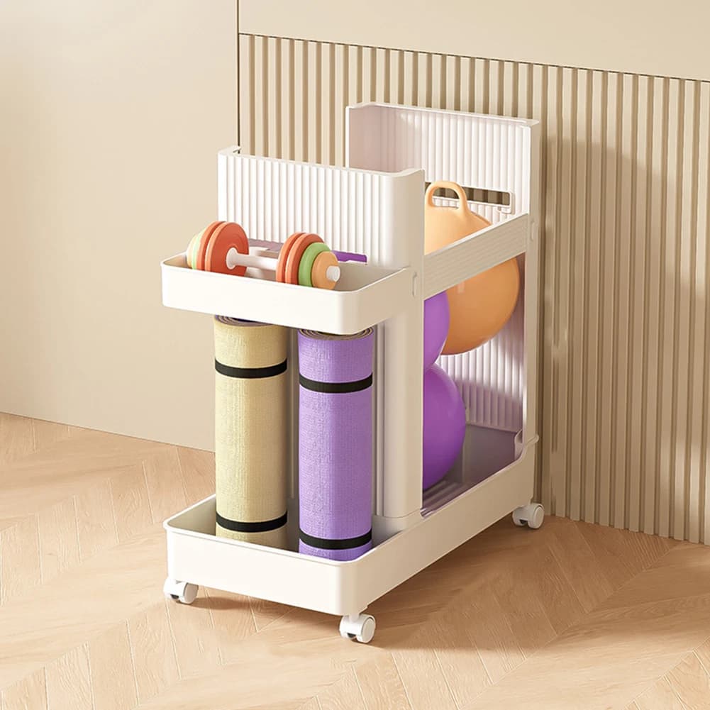Shopping Cart Organizer for Gym equipment with wheels, Yoga Mat holders, Fitness and Sports Equipment Organizer