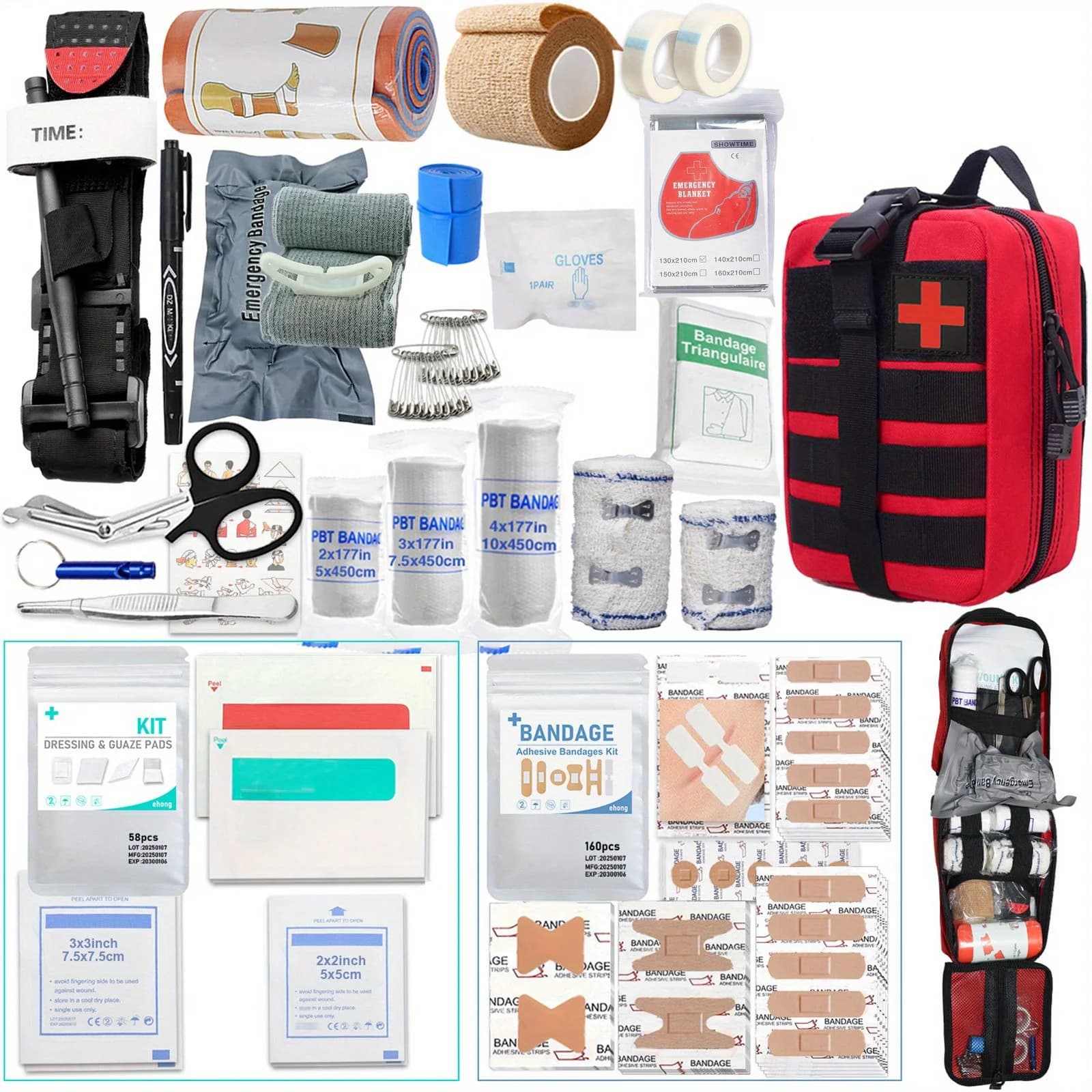 363 pezzi Kit di sopravvivenza Attrezzatura da campeggio Forniture di emergenza, Regalo di autodifesa portatile per il campeggio, Kit di pronto soccorso all'aperto Mini