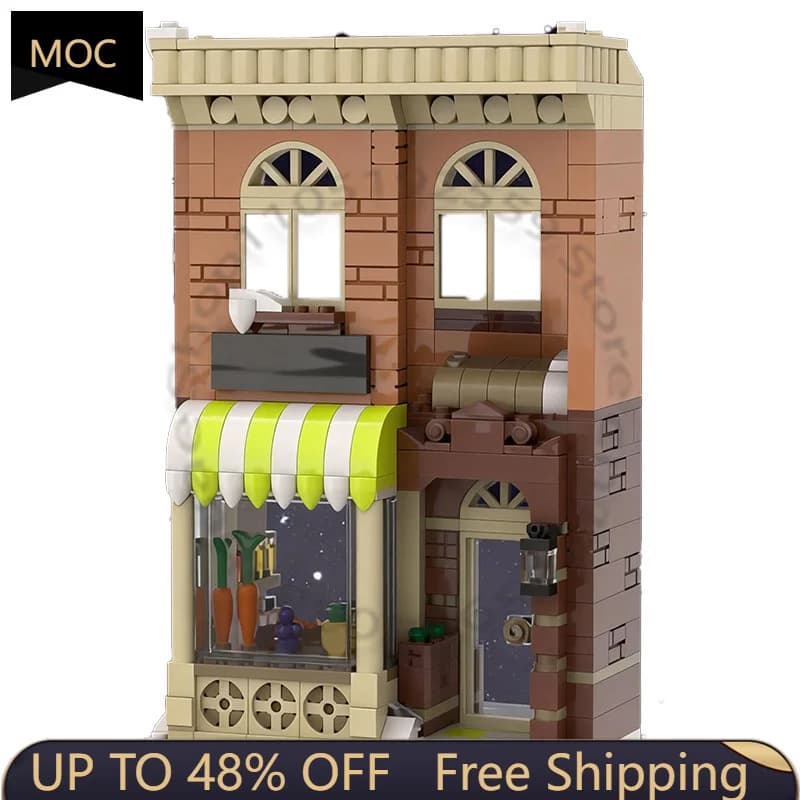 396 PCS City Engineering W19 - Winter Market MOC Customize Modular Building Block Educational Brick DIY Boys Holiday Toy Gifts