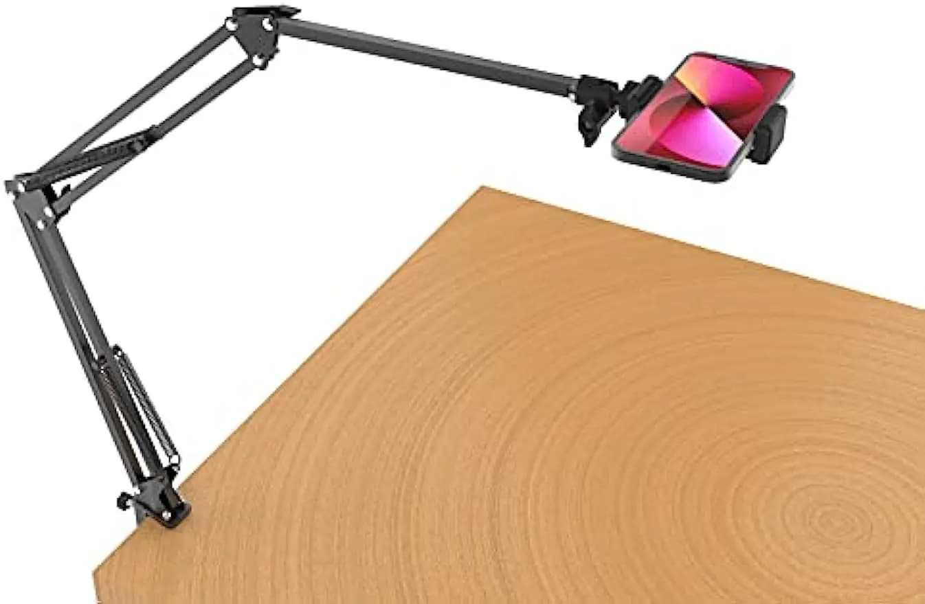 Long Overhead Tripod Mount for iPhone Webcam Ring Light,Desk Phone Holder for Over Head Video Recording Filming Live Streaming