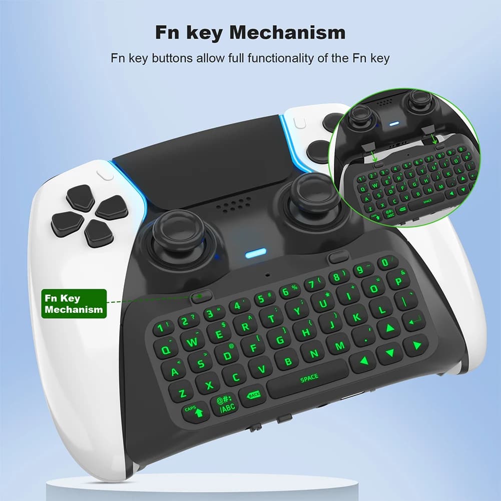 Tastiera Controller Wireless Compatibile Bluetooth con Retroilluminazione Verde e Altoparlante Integrato per Controller PS5 Elite