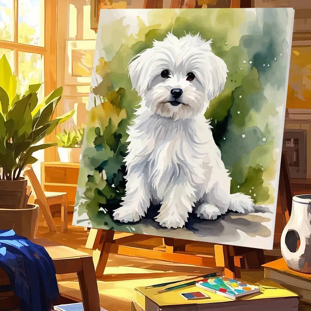 DIY Paint By Number Canvas Painting Kits Dog Digital Oil Painting Animal Puppy Art And Crafts Wall Decor Living Room Unique Gift