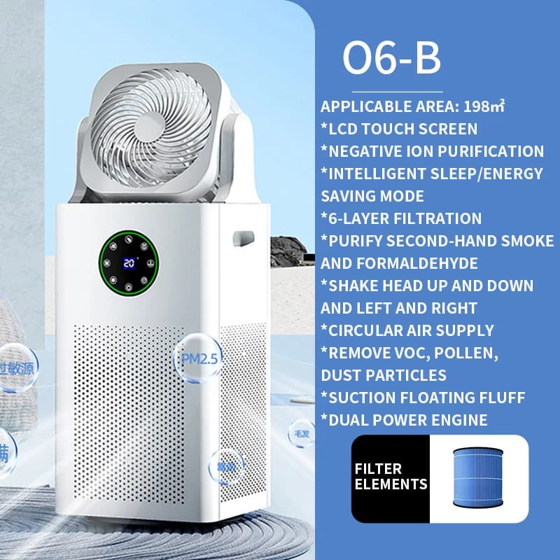 Umidificatore e purificatore in uno - Combo purificatore e umidificatore con ventola oscillante, umidificatore evaporativo per ambienti di grandi dimensioni