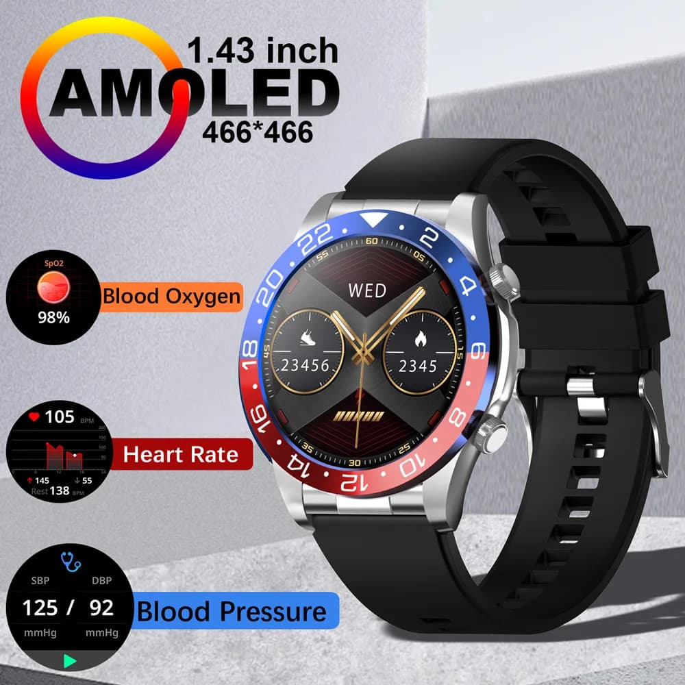 Smartwatch 2026 con Monitoraggio del Sonno, Chiamate Bluetooth, Display AMOLED Retina HD da 1,43 Pollici, Schermo Touch 466, Orologio Sportivo NFC