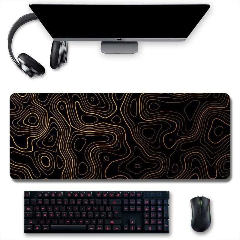 Tappetino da gioco extra large per e-sport, tappetino per tastiera e mouse, 300*800*3mm, linee che sbiadiscono in giallo