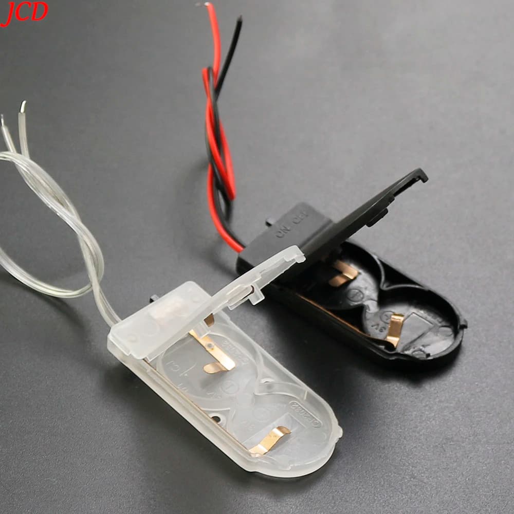 100 pz X2 CR2032 pulsante a forma di moneta presa della batteria coperchio dell'alloggiamento della staffa con interruttore a filo interruttore 6V batteria di stoccaggio scatola nera