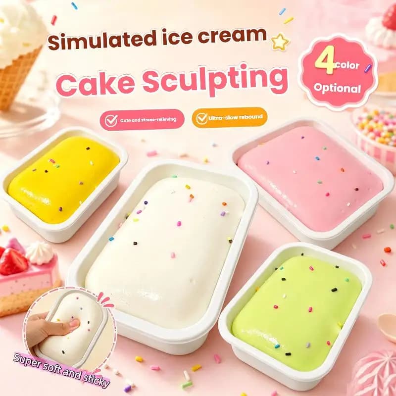 Sticky Butter Ice Cream Cake Box Slow Rising Squeeze Toy Hand Fidget Stress Relief Leisure Gift For Kids And Adults