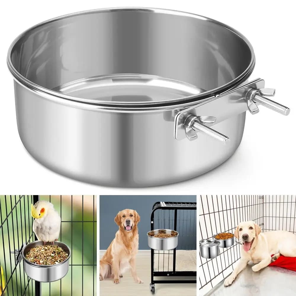 New Stainless Steel Pet Bowl Anti-gnawing Hanging Pet Feeder Cage Food Dispenser Cat Dog
