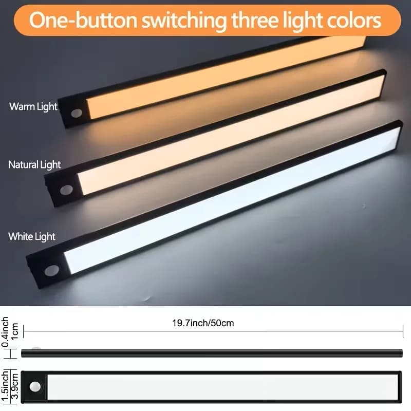 Luce Notturna con Sensore di Movimento, Lampada Wireless Ricaricabile USB, Luci LED Sottopensile per Cucina, Camera da Letto, Armadio