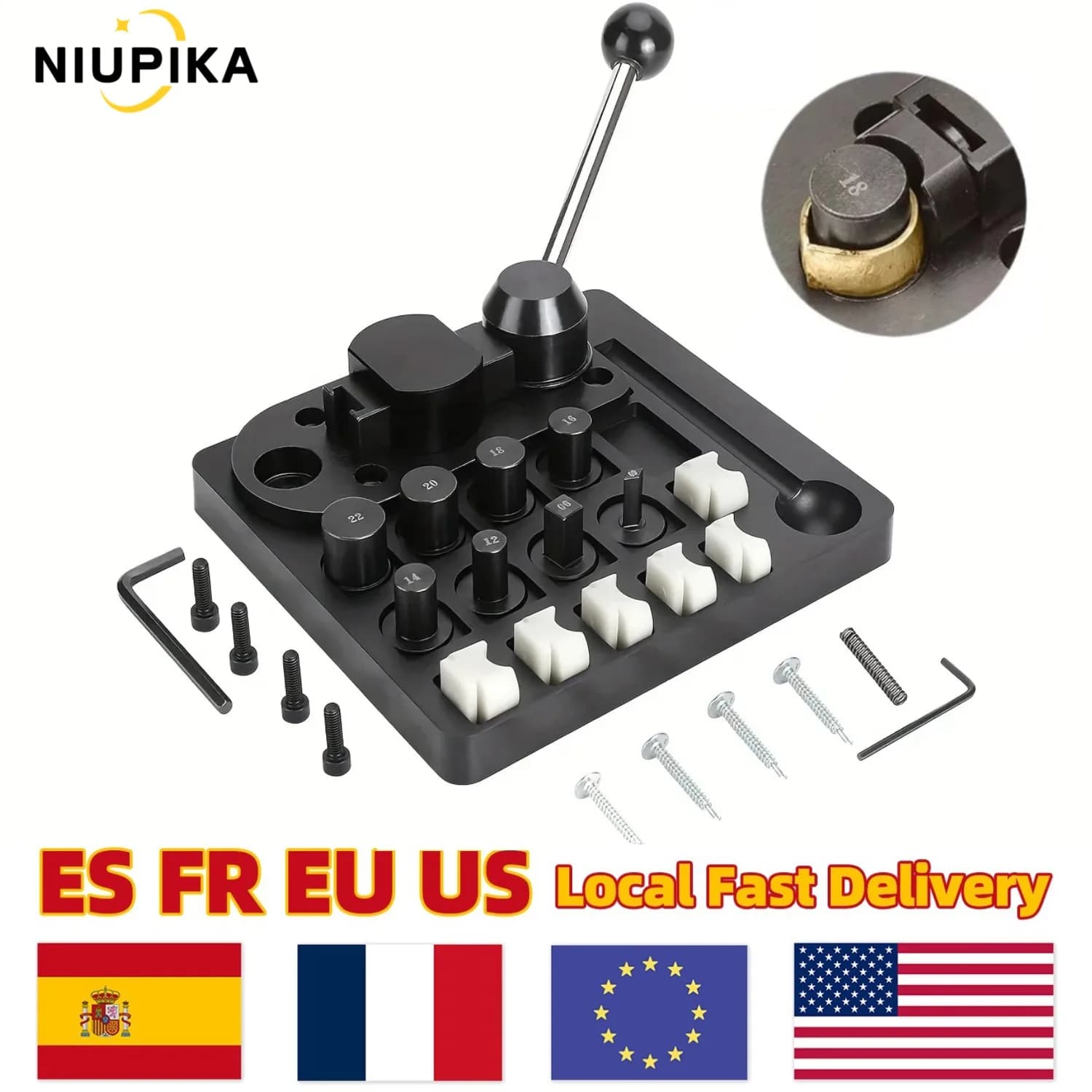 NIUPIKA Piegatrice per anelli in metallo nero con accessori Piegatrice manuale multifunzionale per orecchini Piegatrice professionale per anelli