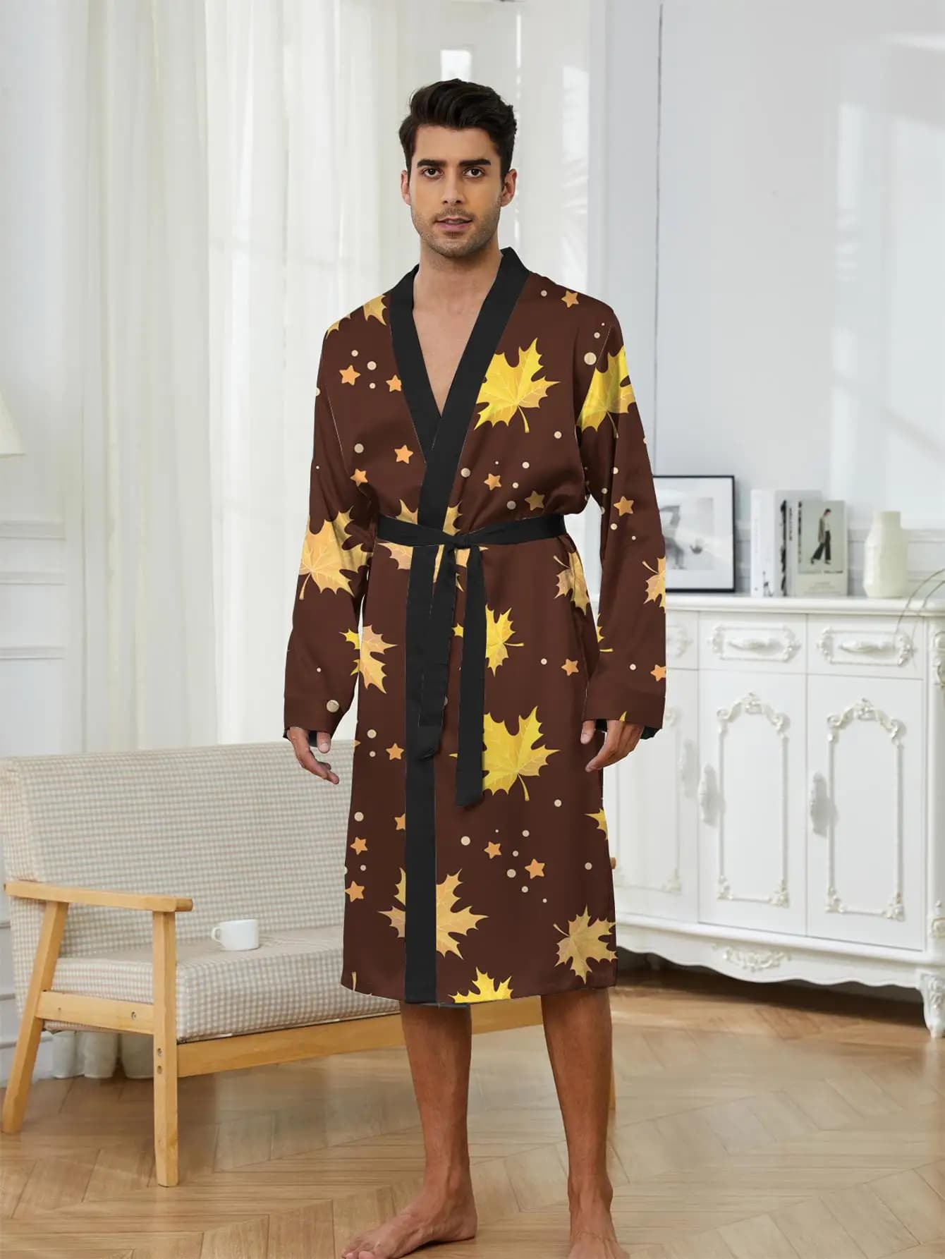 1pcs Men's Robes 2026 Spring/Summer Robe man Robes Bathrobe Men's bathrobe Sleepwear 3D Printed Breathable Graphic