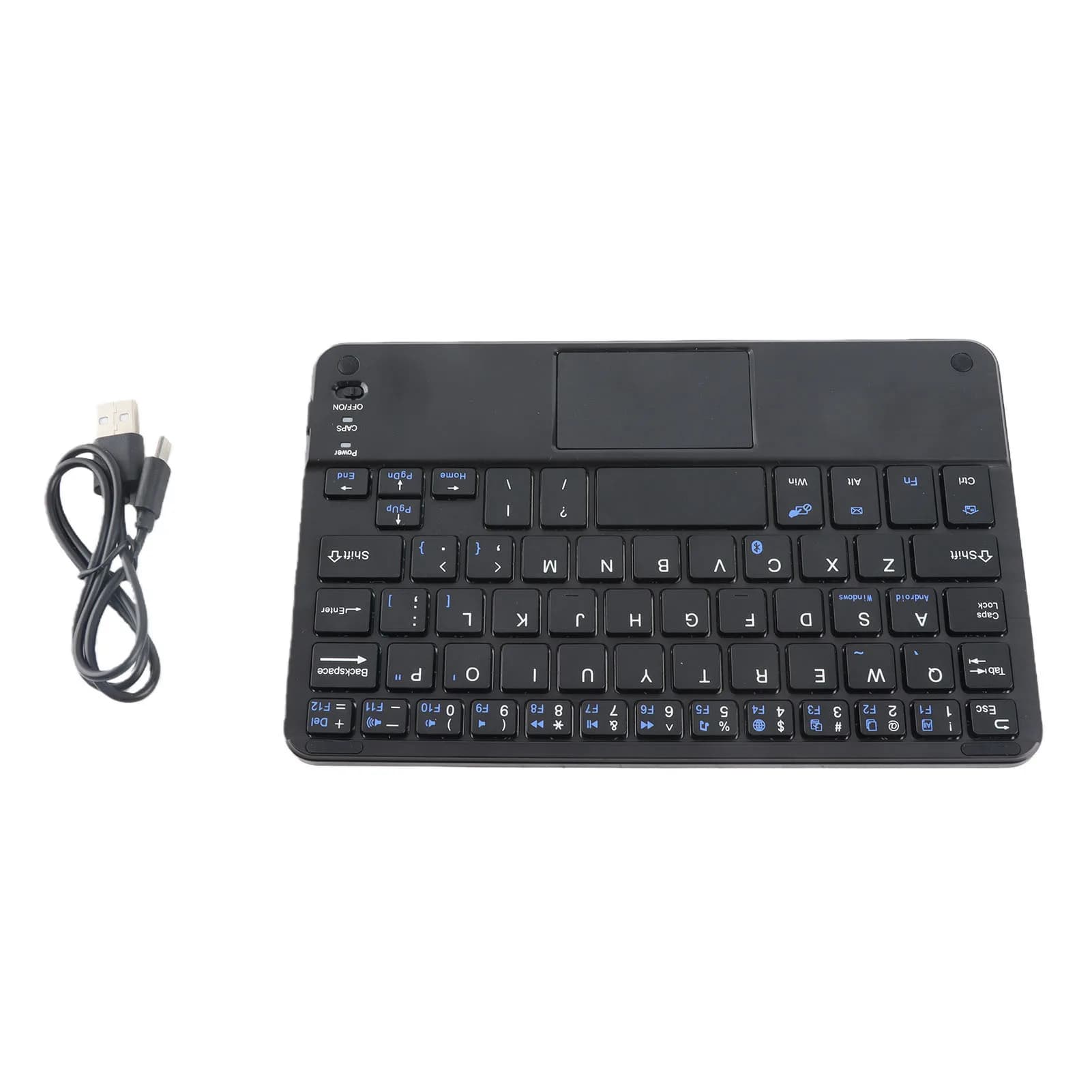 UltraSlim Mini Wireless Keyboard Type C Charging Bluetooth Keyboard 59 Keys with Touchpad for Windows PC Android Tablet