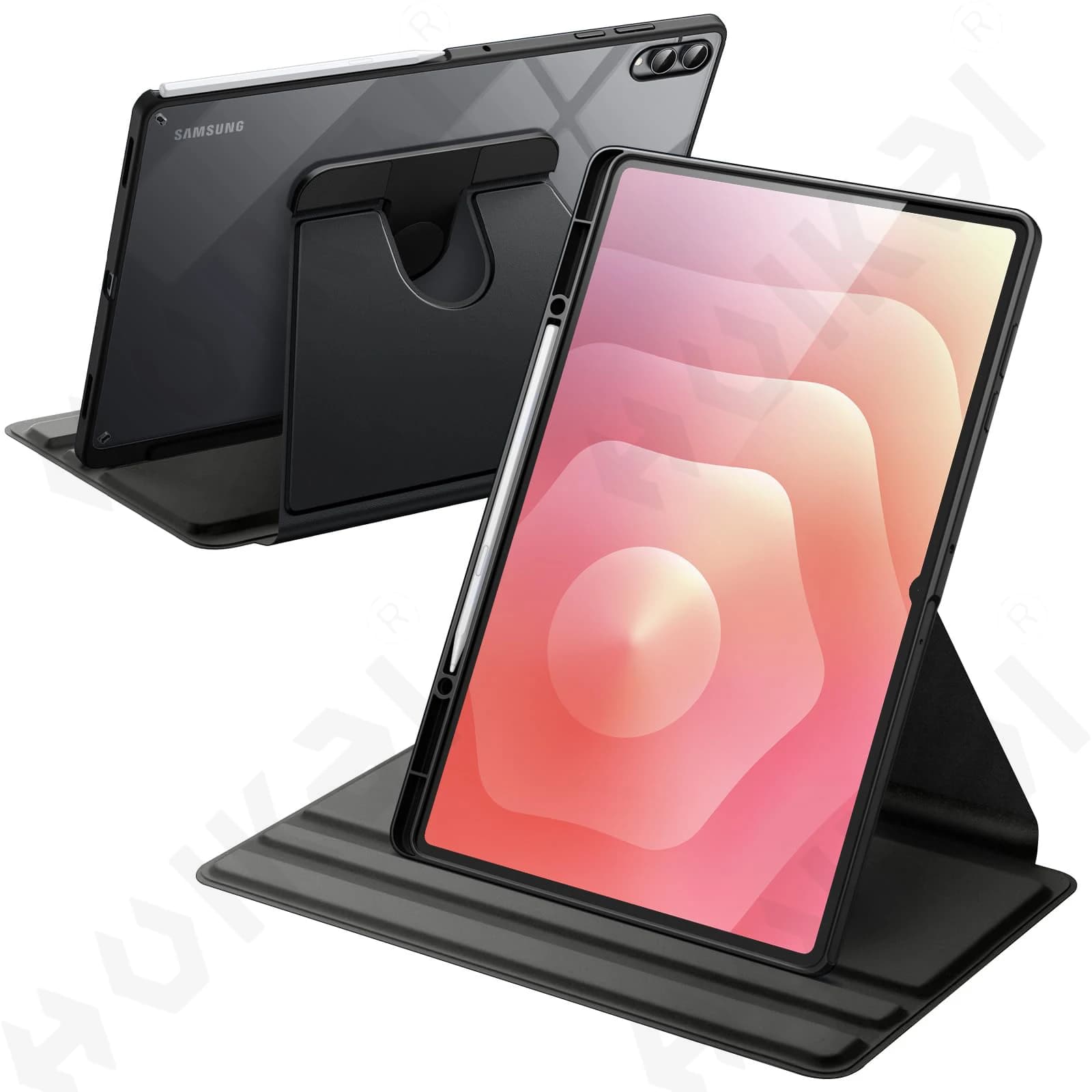 Custodia girevole per Samsung Galaxy Tab S11 Ultra con portapenne Rotazione a 360 gradi Custodia protettiva Auto Wake Sleep Back